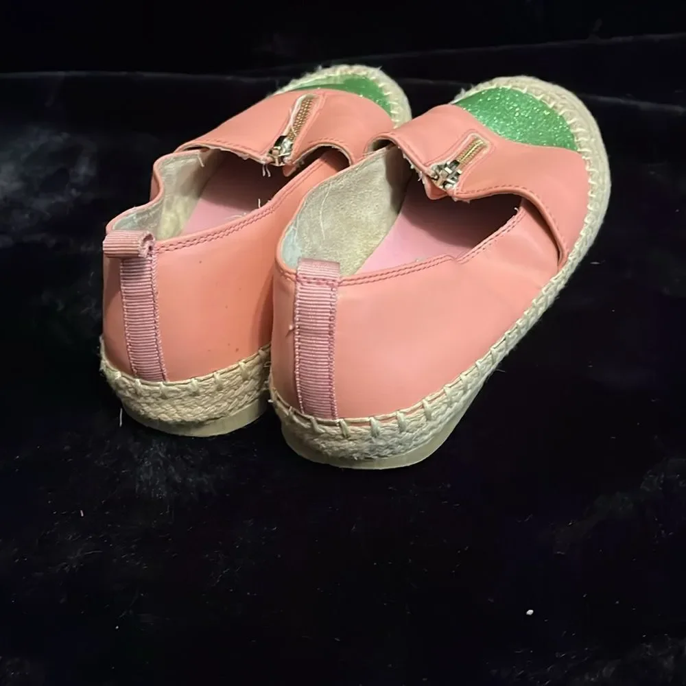 Pink and Green Slip-On Espadrilles